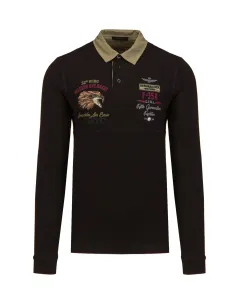 Bavlněné tričko s dlouhým rukávem Aeronautica Militare černá barva, s aplikací #1586382