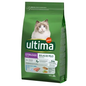Ultima Feline Sterilized Hairball s pstruhem - 4,5 kg (3 x 1,5 kg)