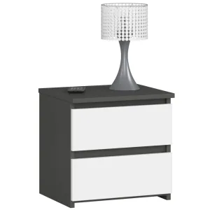 Ak furniture Noční stolek CL2 s 2 zásuvkami šedý grafit/bílý