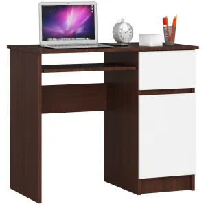 Ak furniture Počítačový stůl PIKSEL 90 cm wenge/bílý pravý