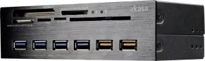 Vestavná čtečka karet do PC 13,34 cm (5,25) Akasa AK-HC-07BK AK-HC-07BK, USB 2.0 (základní deska), USB 3.0 (základní deska), Molex, SATA, černá