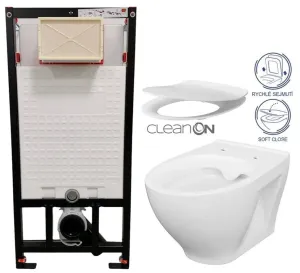 DEANTE Podomítkový rám, pro závěsné WC mísy bez tlačítka + WC CERSANIT CLEANON MODUO + SEDÁTKO CST_WC01 X MO1 #5608759