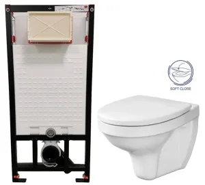 DEANTE Podomítkový rám, pro závěsné WC mísy bez tlačítka + WC CERSANIT DELFI + SOFT SEDÁTKO CST_WC01 X DE2 #5608748