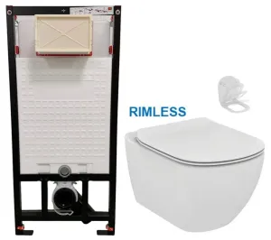 DEANTE Podomítkový rám, pro závěsné WC mísy bez tlačítka + WC Ideal Standard Tesi se sedátkem RIMLESS CST_WC01 X TE2 #5608765