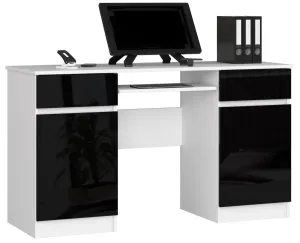 Ak furniture Psací stůl A5 135 cm bílý/černý