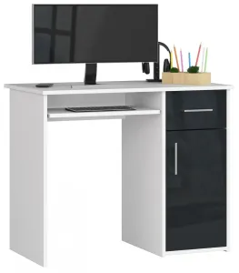 Ak furniture Volně stojící psací stůl Pin 90 cm bílý/grafitový