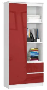 Ak furniture Skříň Rexa 80 cm bílá/červená
