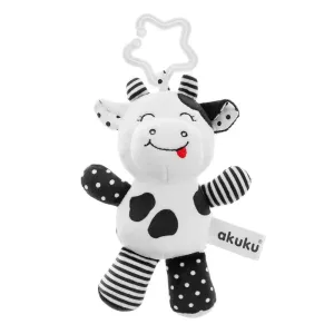 AKUKU - Plyšová hračka s chrastítkem kravička černobílá
