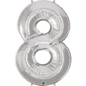 Balónek fóliový 92 cm číslo 08 stříbrný Albi