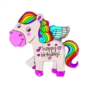 Balónek fóliový Happy Birthday kůň duhový Albi #4907475