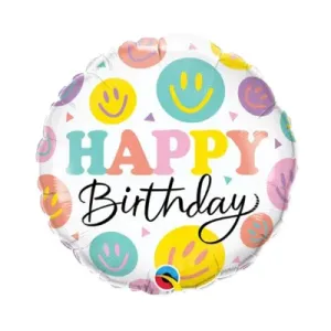 Balónek fóliový Happy Birthday smajlíci Albi