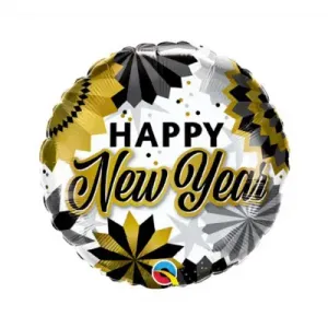 Balónek fóliový Happy New Year černá, zlatá Albi