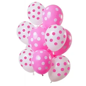 Balónky latexové růžové, bílé s puntíky 12 ks Albi
