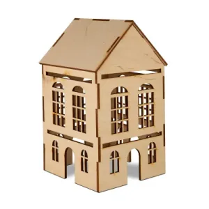 Dřevěná 3D dekorace domečku: 3 okýnka Albi
