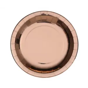 Papírové talíře, růžovo zlaté - rose gold, 23cm, 6 ks
