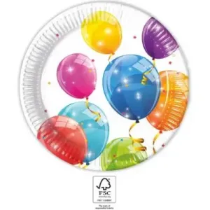 Procos Kvalitné kompostovateľné taniere - Trblietavé balóny 8 ks