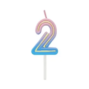 Svíčka dortová Neon růžovo-modrá číslo 2 Albi