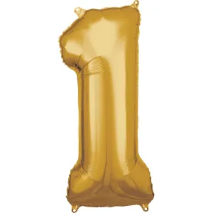 Amscan Balónek fóliový narozeninové číslo 1 - zlatý 86 cm #1935767