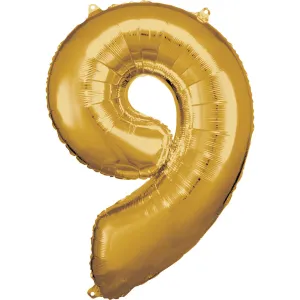 Amscan Balónek fóliový narozeninové číslo 9 - zlatý 86 cm #1935781