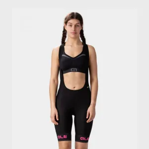 ALÉ Cyklistické kalhoty krátké s laclem - PR-R SELLA PLUS LADY - růžová/černá
