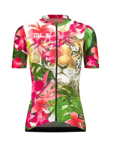 ALÉ Cyklistický dres s krátkým rukávem - TIGER LADY - zelená/růžová S