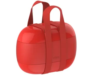 ALESSI Box na svačinu tříkomorový, termoplastická pryskyřice, červený