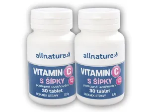 Allnature 2x Vitamín C s šípky 500 mg 30 tablet