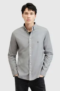 Košile AllSaints pánská, šedá barva, regular, s klasickým límcem #6132689