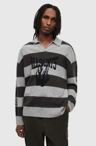 Tričko s dlouhým rukávem AllSaints šedá barva