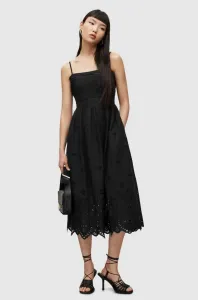 Bavlněné šaty AllSaints černá barva, midi
