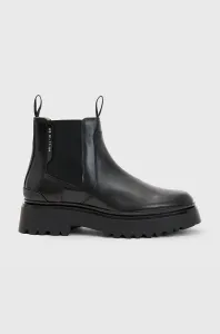 Kožené kotníkové boty AllSaints Arlo dámské, černá barva, na platformě #5566448