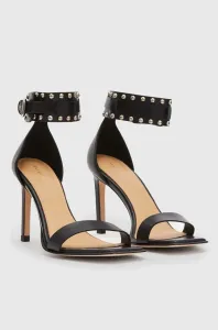 Kožené sandály AllSaints ALMA dámské, černá barva, na podpatku, WF027Z #5937543