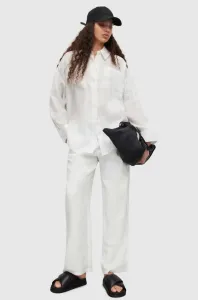 Plátěné kalhoty AllSaints bílá barva, široké, high waist