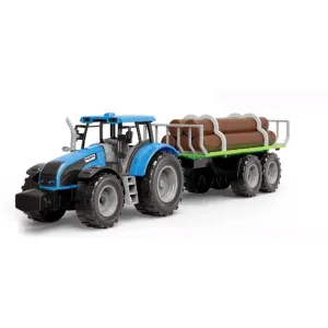 Alltoys Traktor na setrvačník s valníkem a se dřevem zelený
