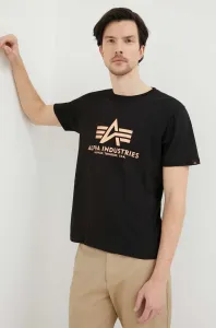 Bavlněné tričko Alpha Industries Basic T-Shirt Foil Print černá barva, s potiskem, 100501FP.365