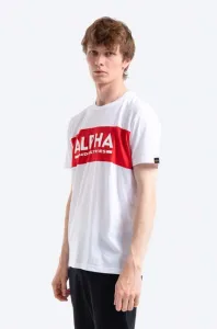 Bavlněné tričko Alpha Industries bílá barva, s potiskem, 186505.09-white
