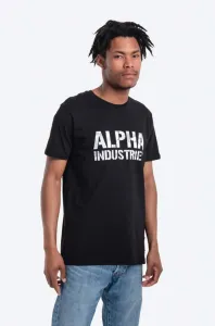 Bavlněné tričko Alpha Industries černá barva, s potiskem, 156513.95-black