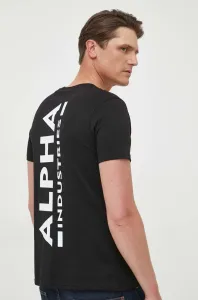 Bavlněné tričko Alpha Industries T 128507 03 černá barva, s potiskem, 128507.03-black