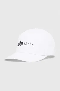 Bavlněná čepice Alpha Industries bílá barva, s potiskem, 126912.09-White