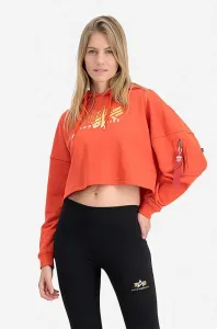 Mikina Alpha Industries dámská, oranžová barva, s kapucí, s potiskem, 106044.577-orange