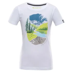 ALPINE PRO Dioro Bílá Dětské bavlněné triko 140-146