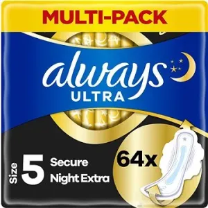 Always Ultra Hygienické Vložky Secure Night Extra S Křidélky 64 Ks