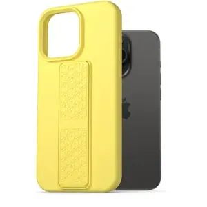 AlzaGuard Liquid Silicone Case with Stand pro iPhone 15 Pro žluté