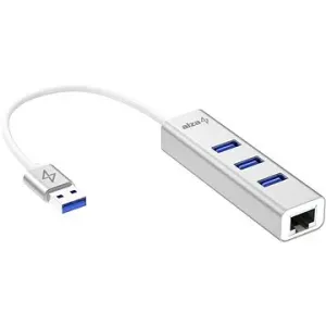 AlzaPower AluCore USB-A (M) na 3× USB-A (F) s LAN stříbná