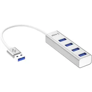AlzaPower AluCore USB-A (M) na 4× USB-A (F) stříbná