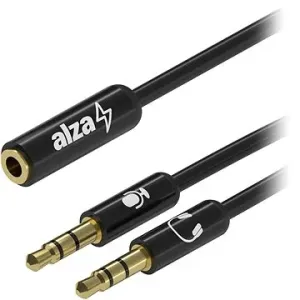 AlzaPower 2x 3.5mm Jack (M) to 3.5mm Jack 4P-TRRS (F) 0.15m černý