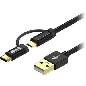 AlzaPower AluCore 2in1 Micro USB + USB-C 1m černý