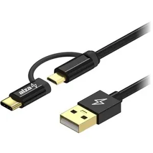 AlzaPower AluCore 2in1 Micro USB + USB-C 2m černý