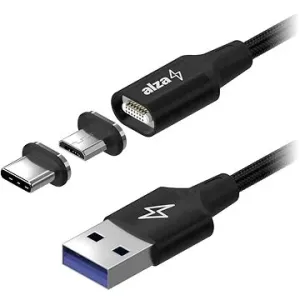 AlzaPower MagCore 2in1 USB-A to Micro USB/USB-C 100W 1m černý