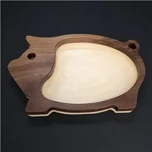 AMADEA Dřevěná miska mozaika ve tvaru prasete, masivní dřevo, 2 druhy dřevin, rozměr 20x12,50x2,50 c